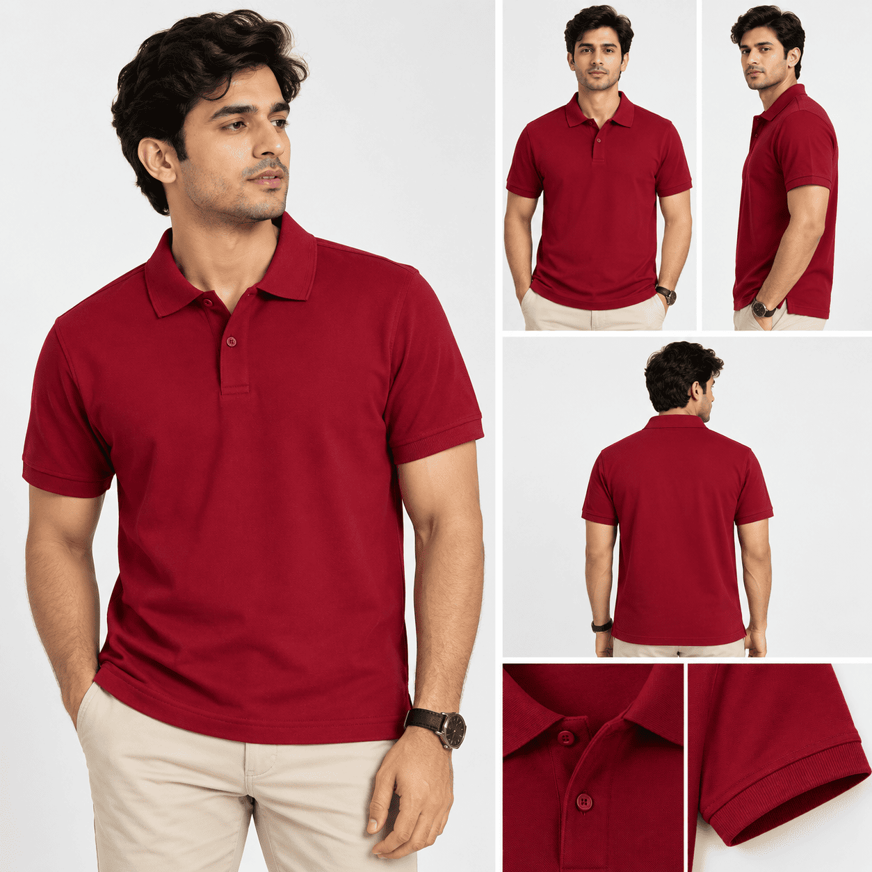 Men’s Classic Fit Solid Polo T-Shirt – Premium Cotton Pique, Short Sleeve, Maroon